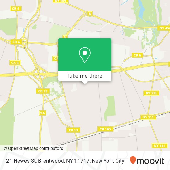 Mapa de 21 Hewes St, Brentwood, NY 11717