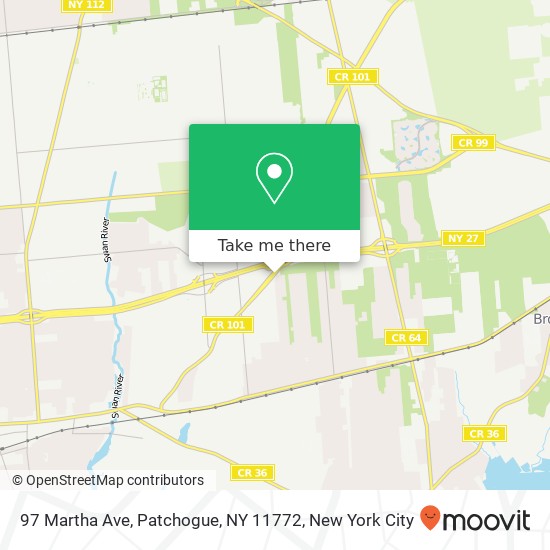 Mapa de 97 Martha Ave, Patchogue, NY 11772