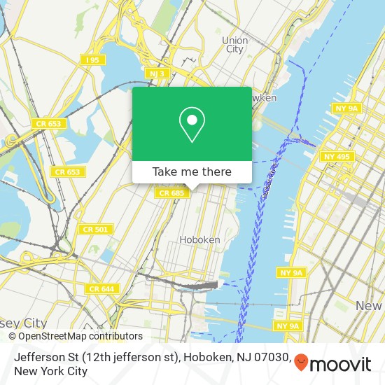 Mapa de Jefferson St (12th jefferson st), Hoboken, NJ 07030