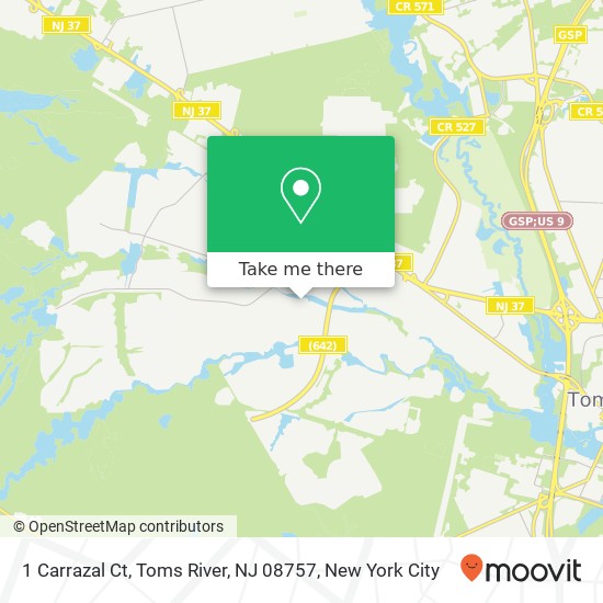Mapa de 1 Carrazal Ct, Toms River, NJ 08757