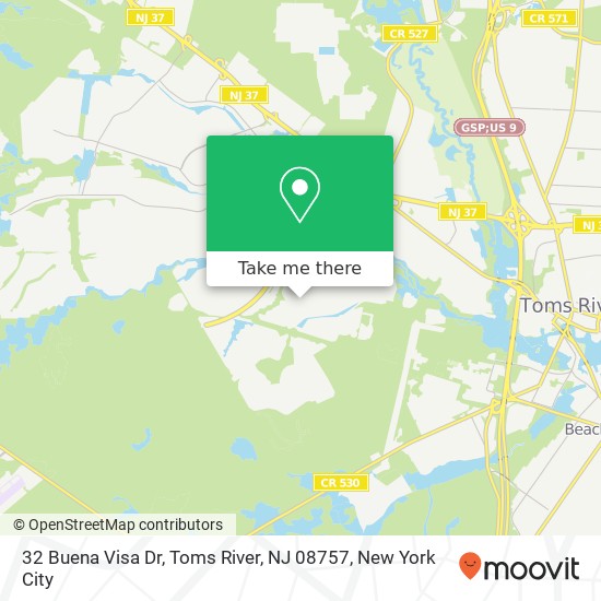 Mapa de 32 Buena Visa Dr, Toms River, NJ 08757