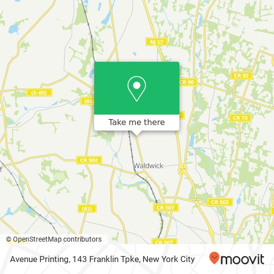 Avenue Printing, 143 Franklin Tpke map