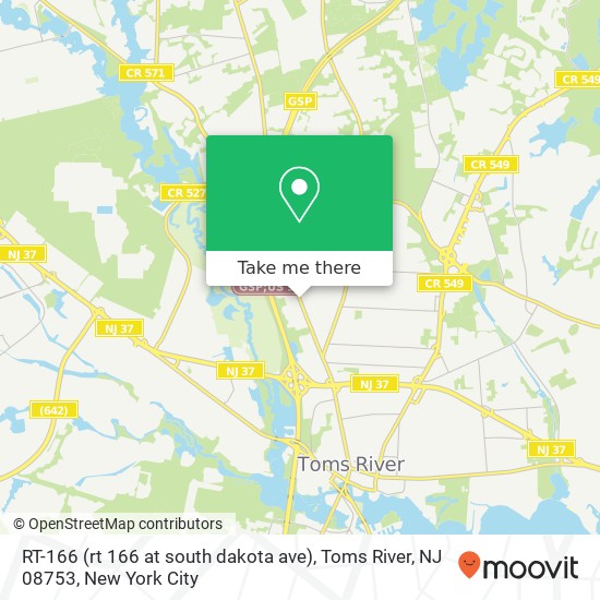 Mapa de RT-166 (rt 166 at south dakota ave), Toms River, NJ 08753
