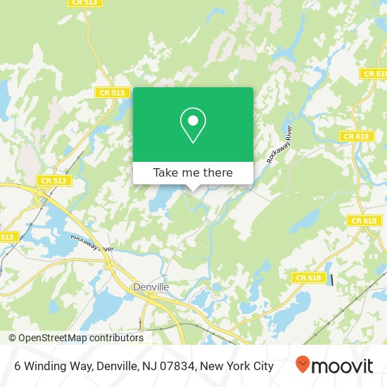 Mapa de 6 Winding Way, Denville, NJ 07834