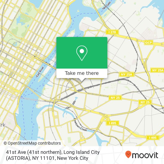 Mapa de 41st Ave (41st northern), Long Island City (ASTORIA), NY 11101