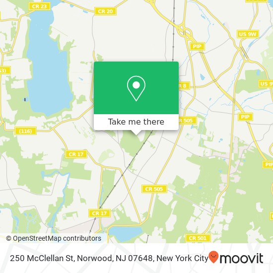 Mapa de 250 McClellan St, Norwood, NJ 07648