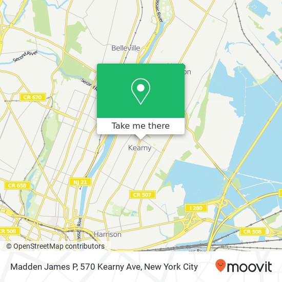 Madden James P, 570 Kearny Ave map