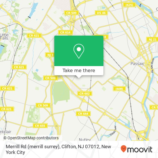 Mapa de Merrill Rd (merrill surrey), Clifton, NJ 07012