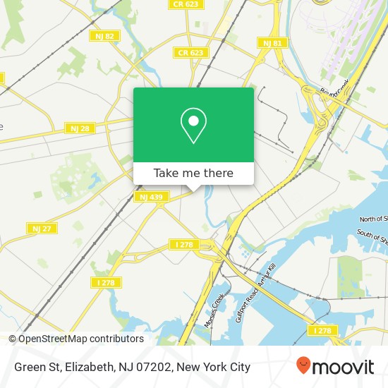 Mapa de Green St, Elizabeth, NJ 07202