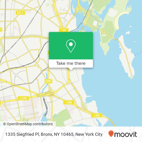 Mapa de 1335 Siegfried Pl, Bronx, NY 10465