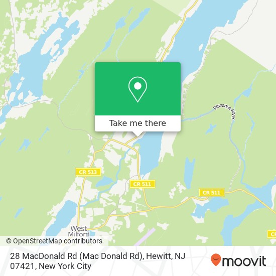 Mapa de 28 MacDonald Rd (Mac Donald Rd), Hewitt, NJ 07421