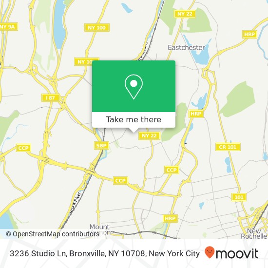 Mapa de 3236 Studio Ln, Bronxville, NY 10708