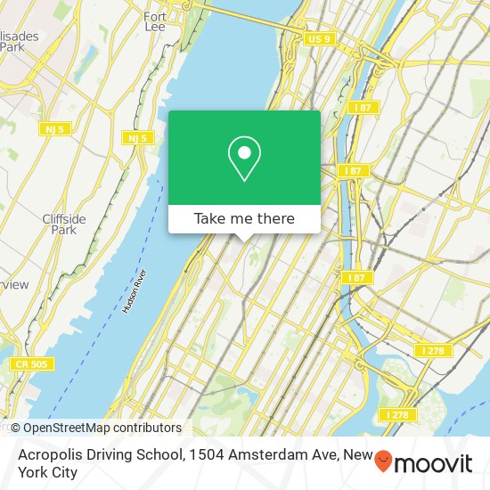 Acropolis Driving School, 1504 Amsterdam Ave map