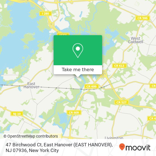 Mapa de 47 Birchwood Ct, East Hanover (EAST HANOVER), NJ 07936