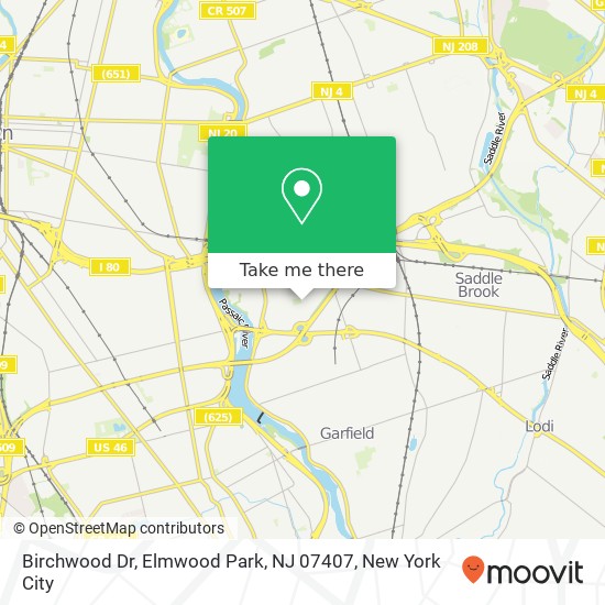 Mapa de Birchwood Dr, Elmwood Park, NJ 07407