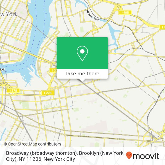 Mapa de Broadway (broadway thornton), Brooklyn (New York City), NY 11206