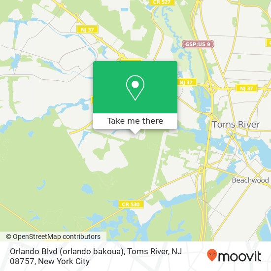 Mapa de Orlando Blvd (orlando bakoua), Toms River, NJ 08757