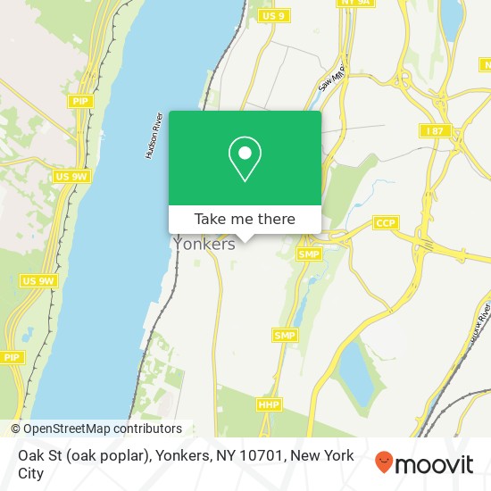 Mapa de Oak St (oak poplar), Yonkers, NY 10701