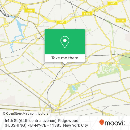 64th St (64th central avenue), Ridgewood (FLUSHING), <B>NY< / B> 11385 map