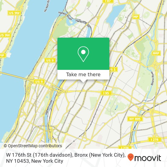 Mapa de W 176th St (176th davidson), Bronx (New York City), NY 10453
