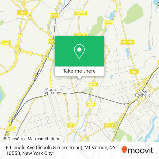 Mapa de E Lincoln Ave (lincoln & mersereau), Mt Vernon, NY 10553