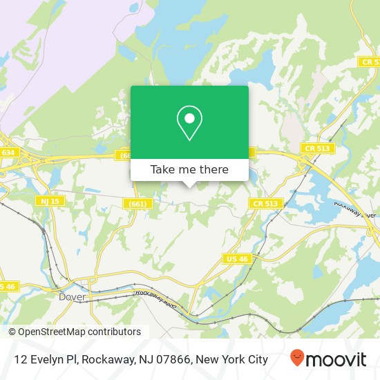 Mapa de 12 Evelyn Pl, Rockaway, NJ 07866