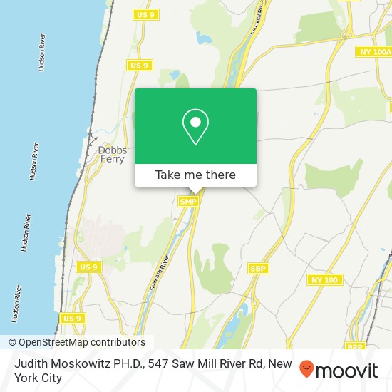 Judith Moskowitz PH.D., 547 Saw Mill River Rd map