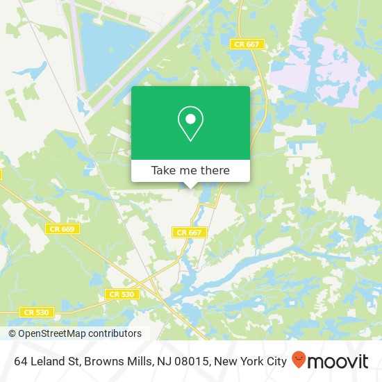 Mapa de 64 Leland St, Browns Mills, NJ 08015