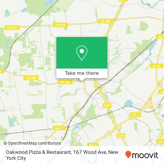 Oakwood Pizza & Restaurant, 167 Wood Ave map