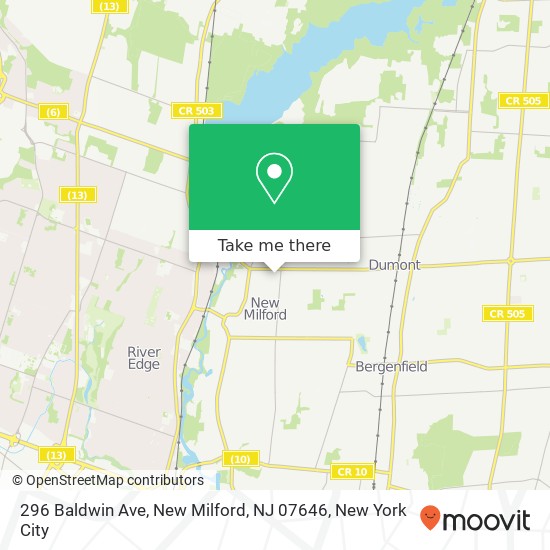 Mapa de 296 Baldwin Ave, New Milford, NJ 07646
