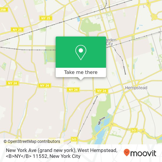 Mapa de New York Ave (grand new york), West Hempstead, <B>NY< / B> 11552