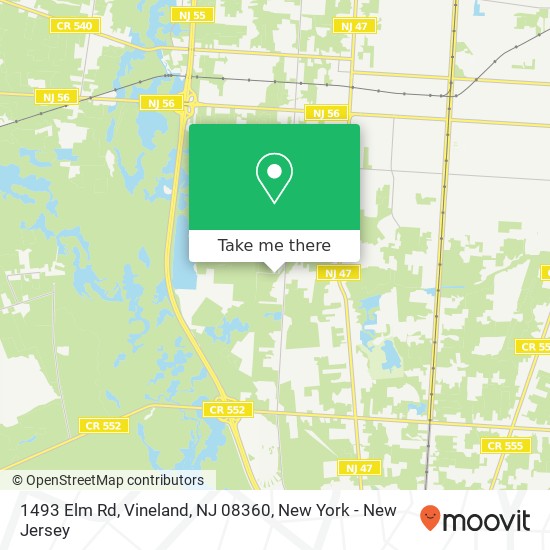 Mapa de 1493 Elm Rd, Vineland, NJ 08360