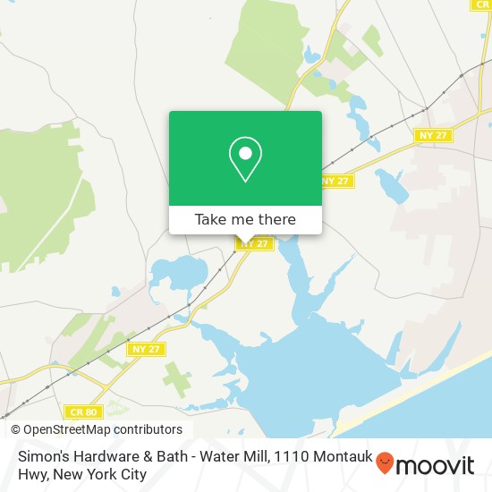 Mapa de Simon's Hardware & Bath - Water Mill, 1110 Montauk Hwy