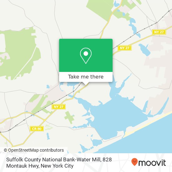 Mapa de Suffolk County National Bank-Water Mill, 828 Montauk Hwy