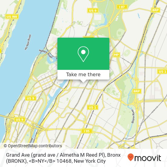 Grand Ave (grand ave / Almetha M Reed Pl), Bronx (BRONX), <B>NY< / B> 10468 map