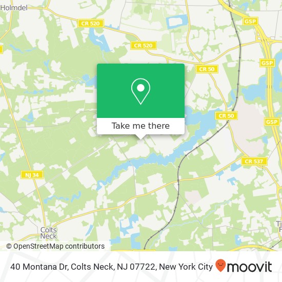 Mapa de 40 Montana Dr, Colts Neck, NJ 07722