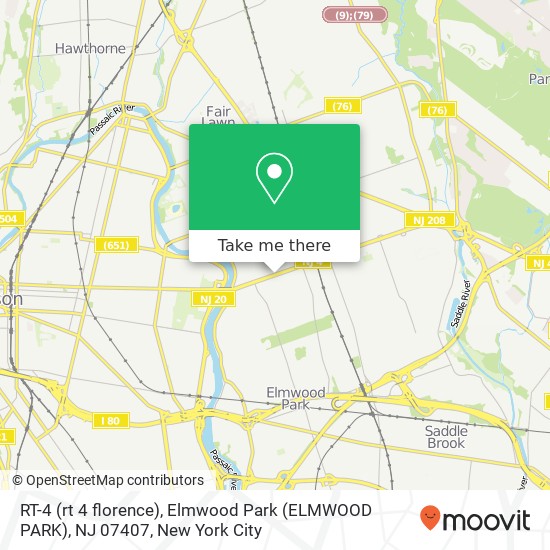 Mapa de RT-4 (rt 4 florence), Elmwood Park (ELMWOOD PARK), NJ 07407
