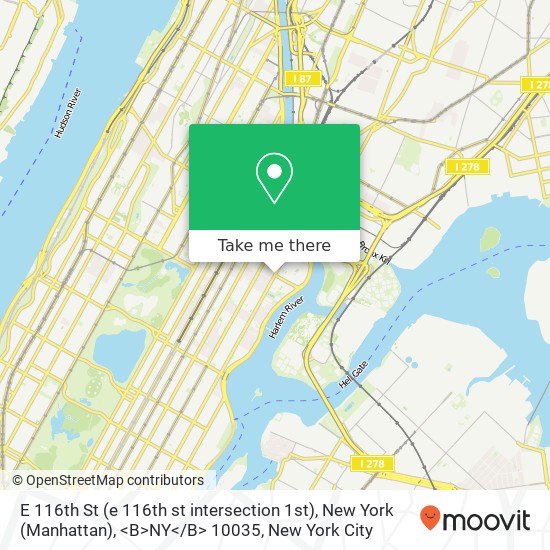 E 116th St (e 116th st intersection 1st), New York (Manhattan), <B>NY< / B> 10035 map
