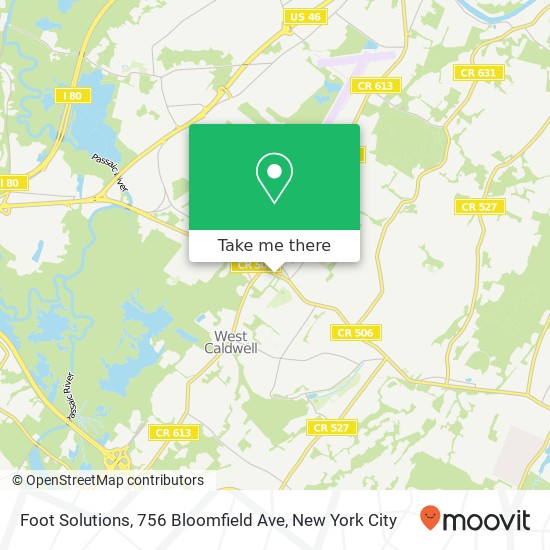 Mapa de Foot Solutions, 756 Bloomfield Ave