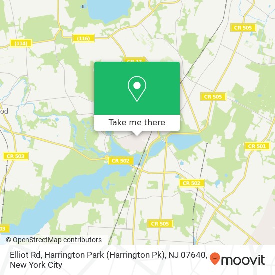 Mapa de Elliot Rd, Harrington Park (Harrington Pk), NJ 07640