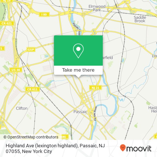 Mapa de Highland Ave (lexington highland), Passaic, NJ 07055