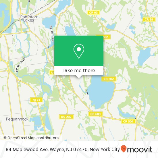 Mapa de 84 Maplewood Ave, Wayne, NJ 07470