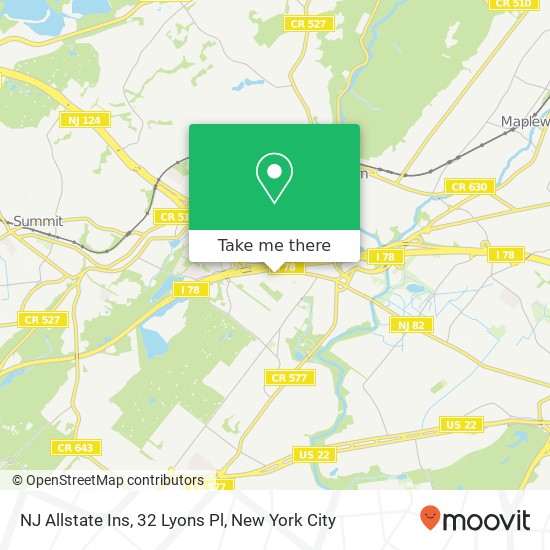 NJ Allstate Ins, 32 Lyons Pl map