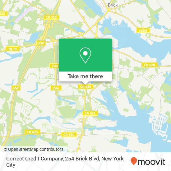 Mapa de Correct Credit Company, 254 Brick Blvd