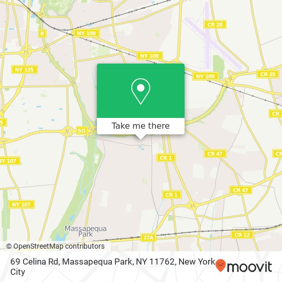 Mapa de 69 Celina Rd, Massapequa Park, NY 11762