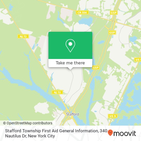 Mapa de Stafford Township First Aid General Information, 340 Nautilus Dr