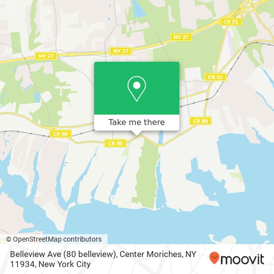 Mapa de Belleview Ave (80 belleview), Center Moriches, NY 11934
