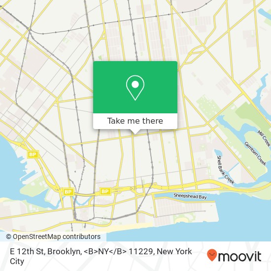 Mapa de E 12th St, Brooklyn, <B>NY< / B> 11229