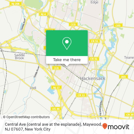 Central Ave (central ave at the esplanade), Maywood, NJ 07607 map