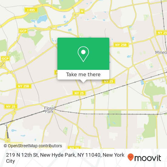 Mapa de 219 N 12th St, New Hyde Park, NY 11040